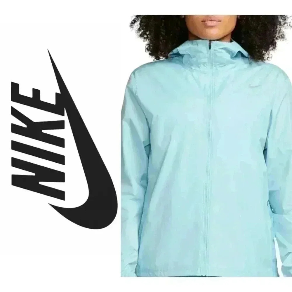 Vintage Nike Swoosh Windbreaker Blue Jacket Medium Track Warm Up Arm Stripes 90s
